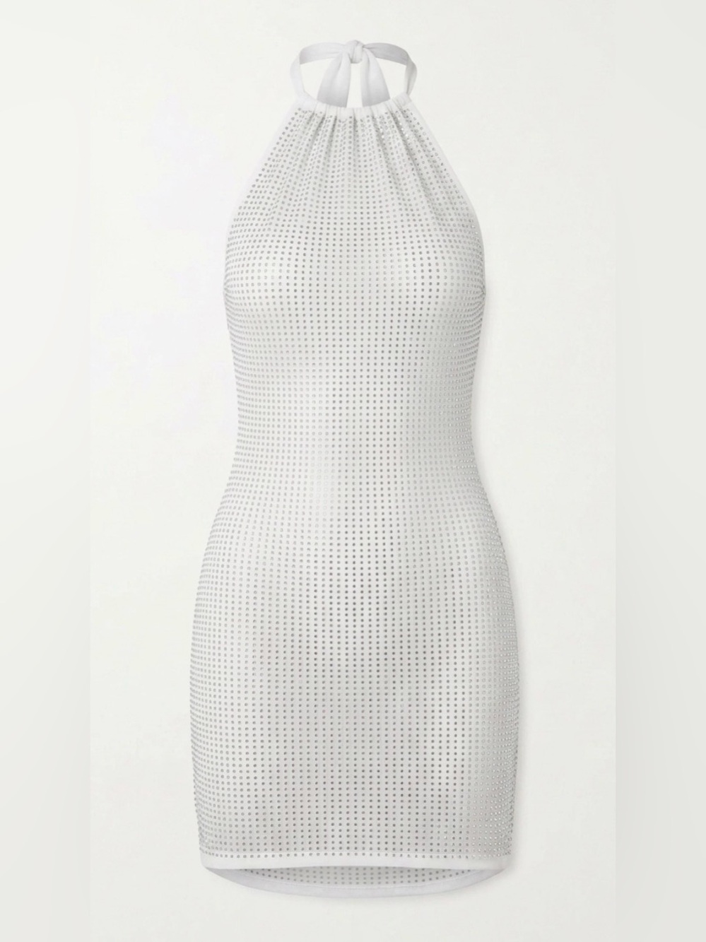 Fashion Nova Silver White Backless Halter Mini Dress
